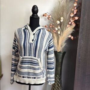 Outerknown Blue and Cream Striped Hoodie